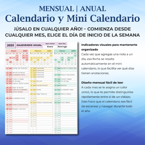 french year at glance calendar | excel & google sheets template (copy)