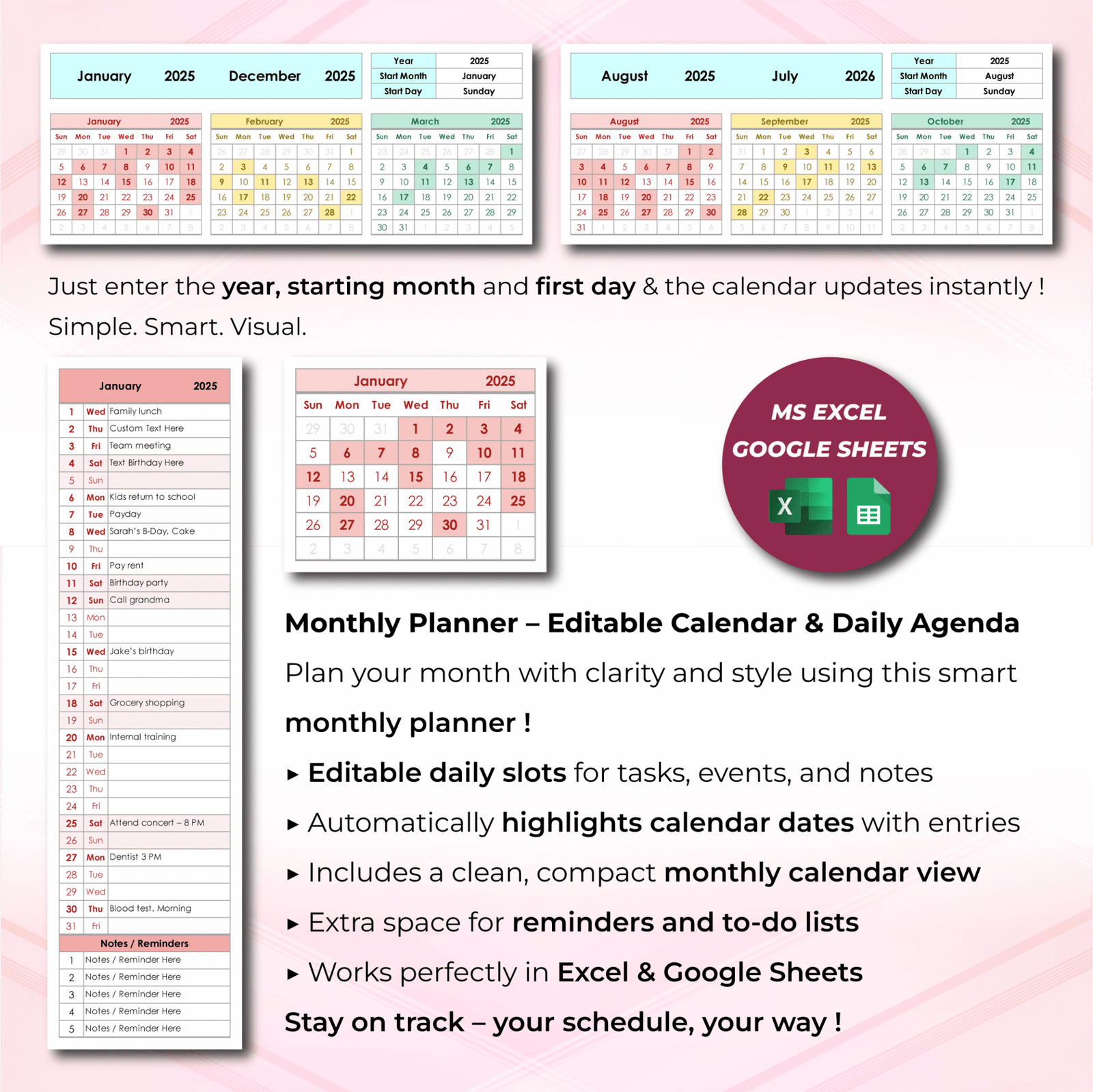 Excel Calendar Template Year At A Glance