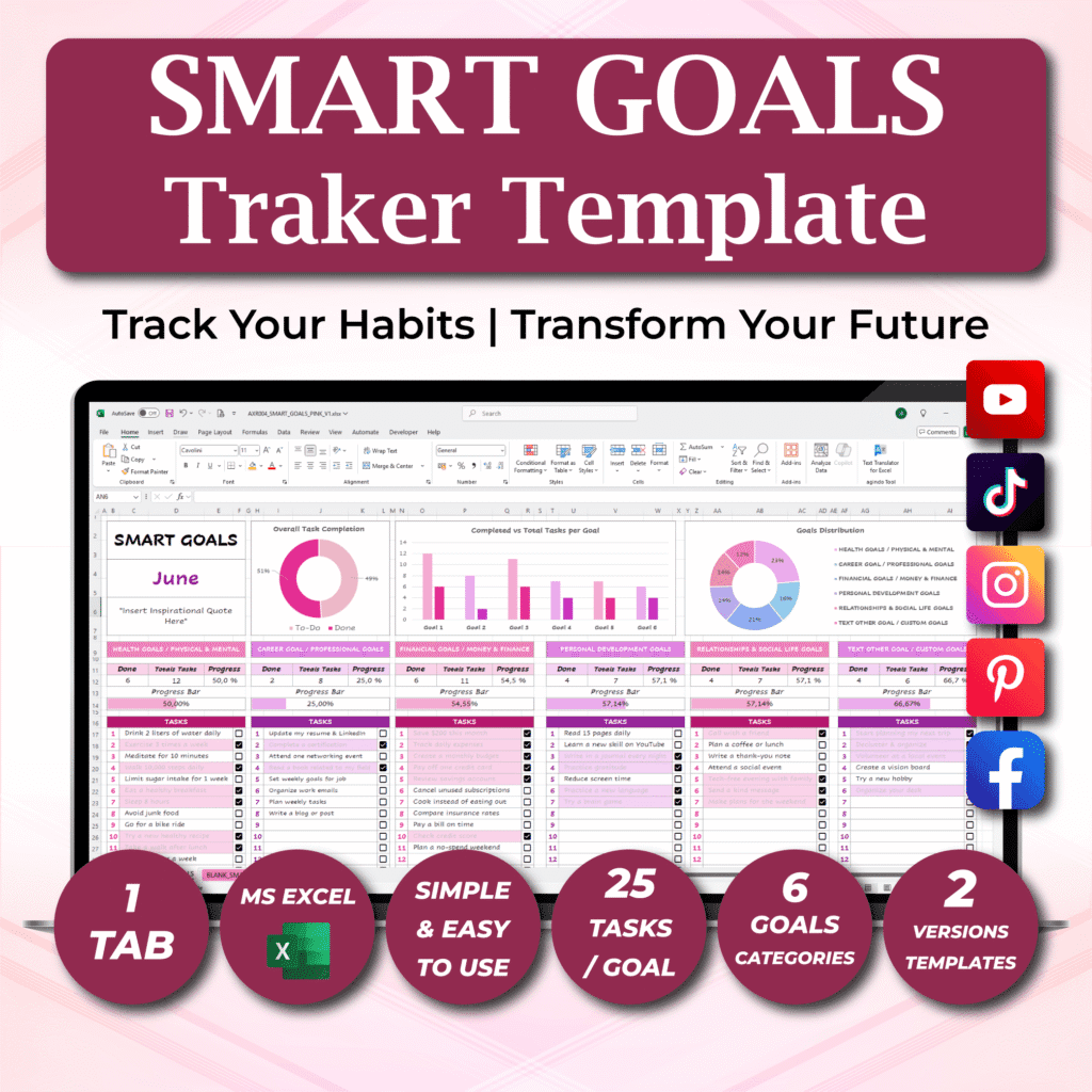 Excel Goal Planner – SMART Goals & Habit Tracker - lovingsheets.com