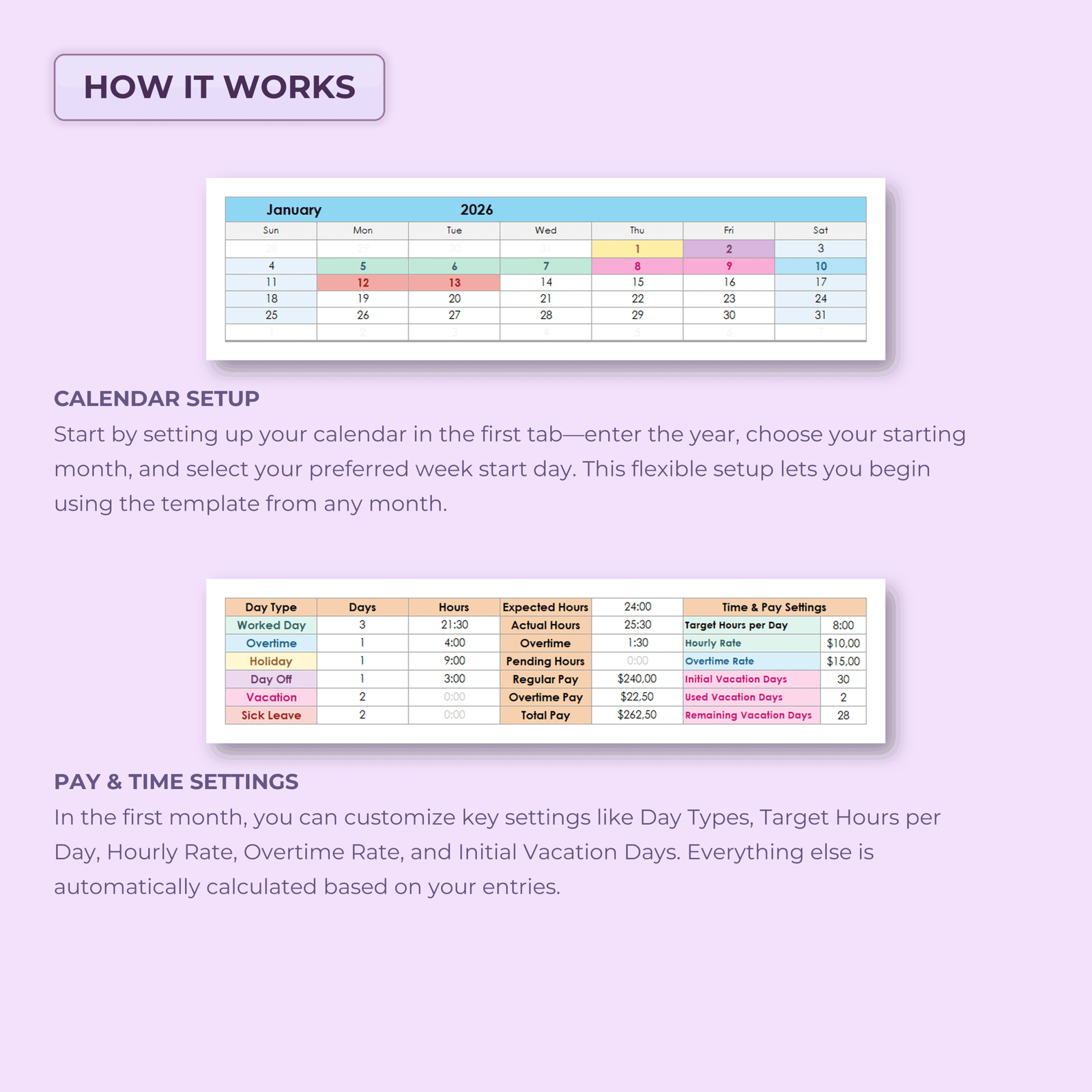 Timesheet & Payroll Tracker | Excel & Google Sheets Spreadsheet Template - Image 2